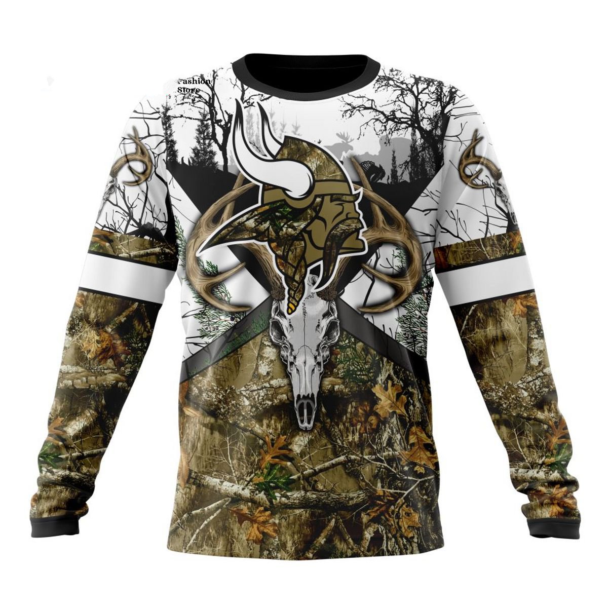 MINNESOTA VIKINGS DEER SKULL AND FOREST 3D HOODIE
