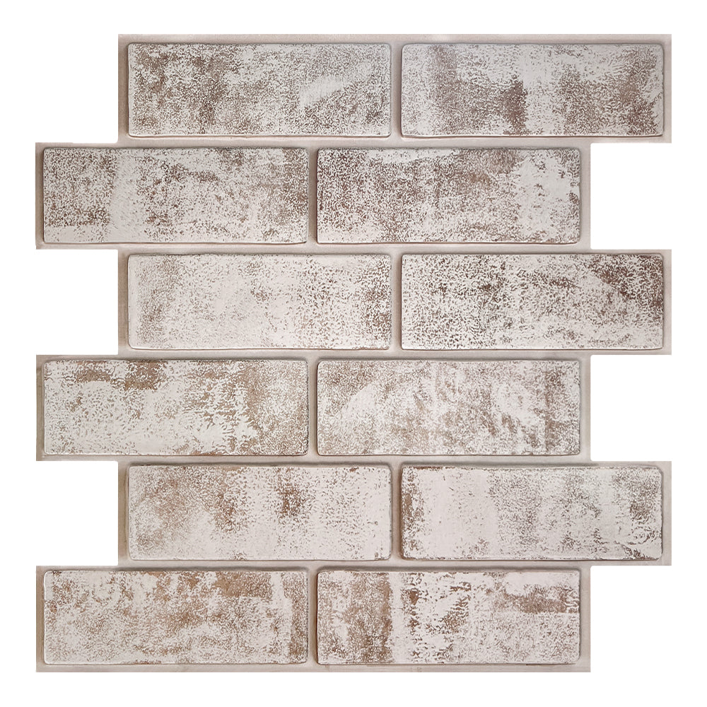 3D Whitewash Faux Brick Peel and Stick Wall Tile