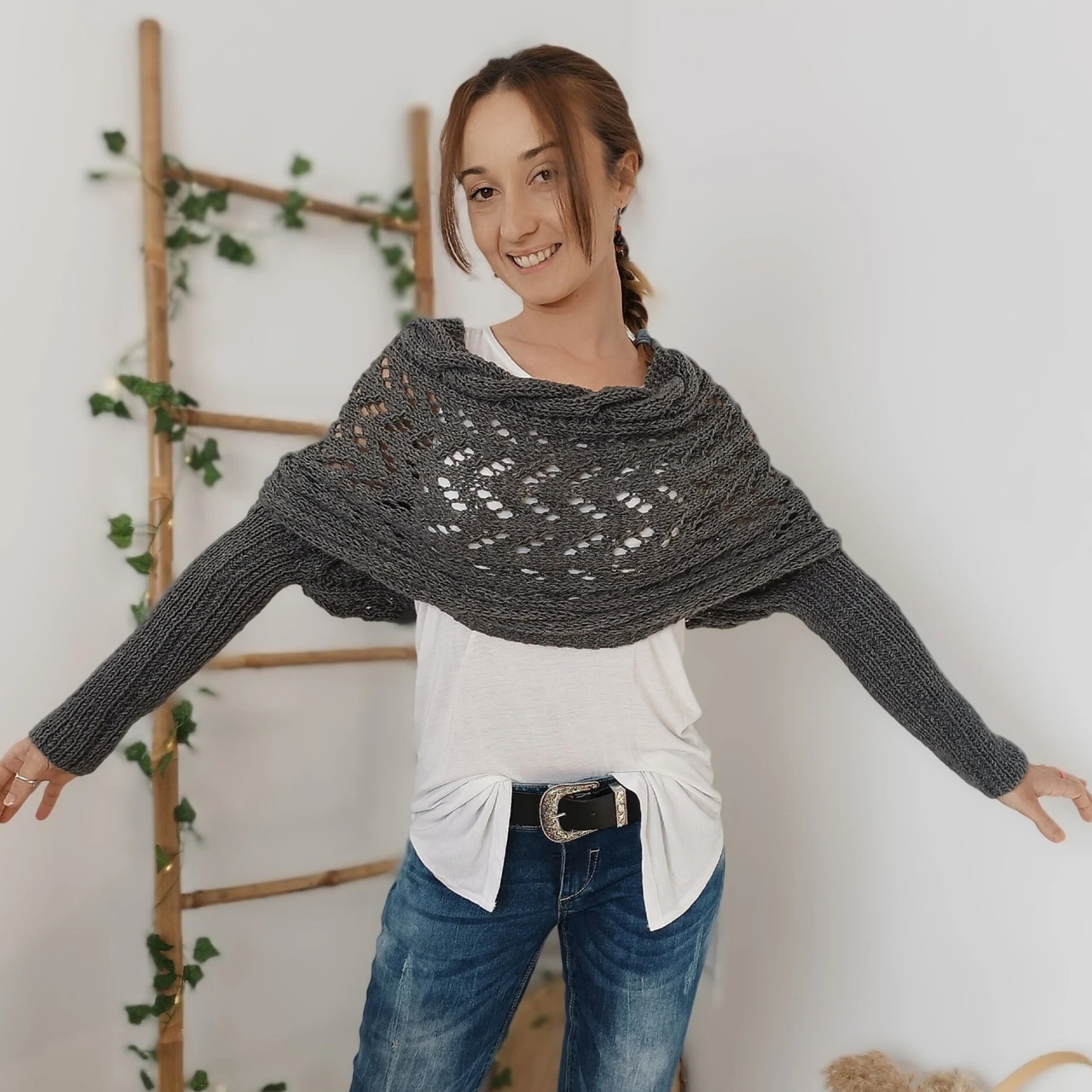 🏆Last Day 49% OFF⚡Scarf With Sleeves, Knitted Cable Wrap