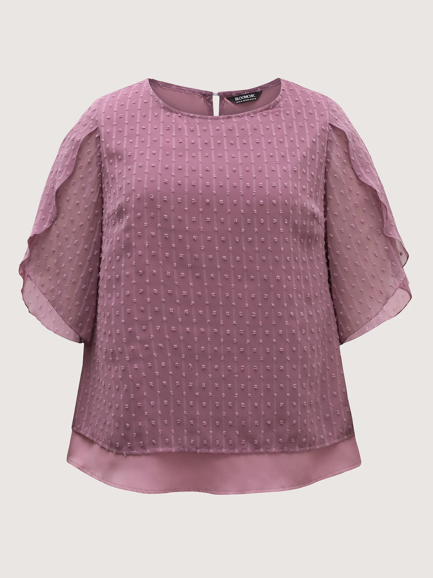 Layered Design Petal Sleeve Textured Blouse