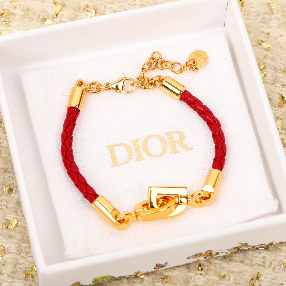Dior CD braided leather bracelet