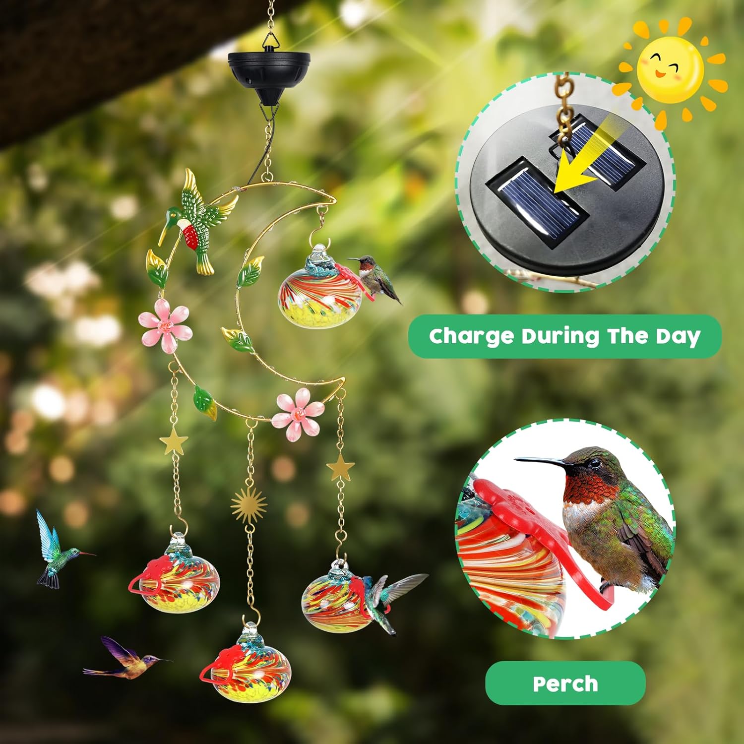On Sale🔥Solar Moon Light Hummingbird Feeders