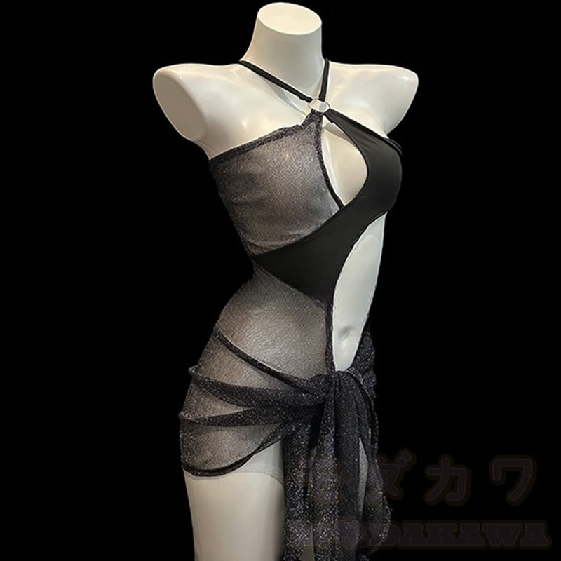 Mesh See-through Hollow Out Lingerie Dress