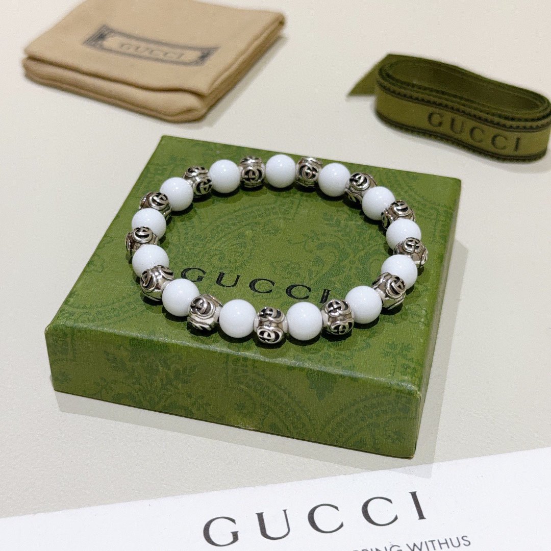 Gucci natural stone distressed bracelet