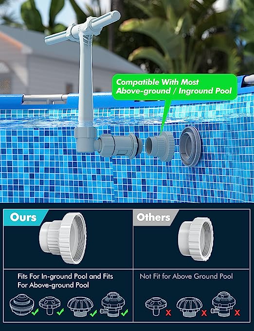 🔥Last Day Promotion-SAVE 50% OFF🔥Adjustable Pool Fountain Sprayer With Adapter🔥For Inground & Hard-Sided Aboveground Swimming Pools - Easy Attach to Return Fitting