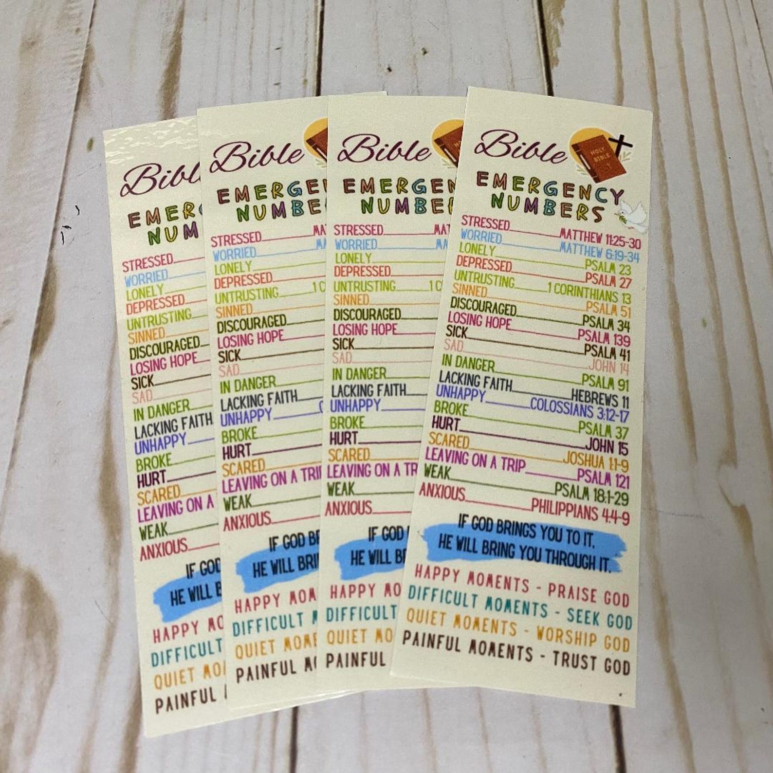 Bible Emergency Numbers Bookmark | Bible Verse Bookmark