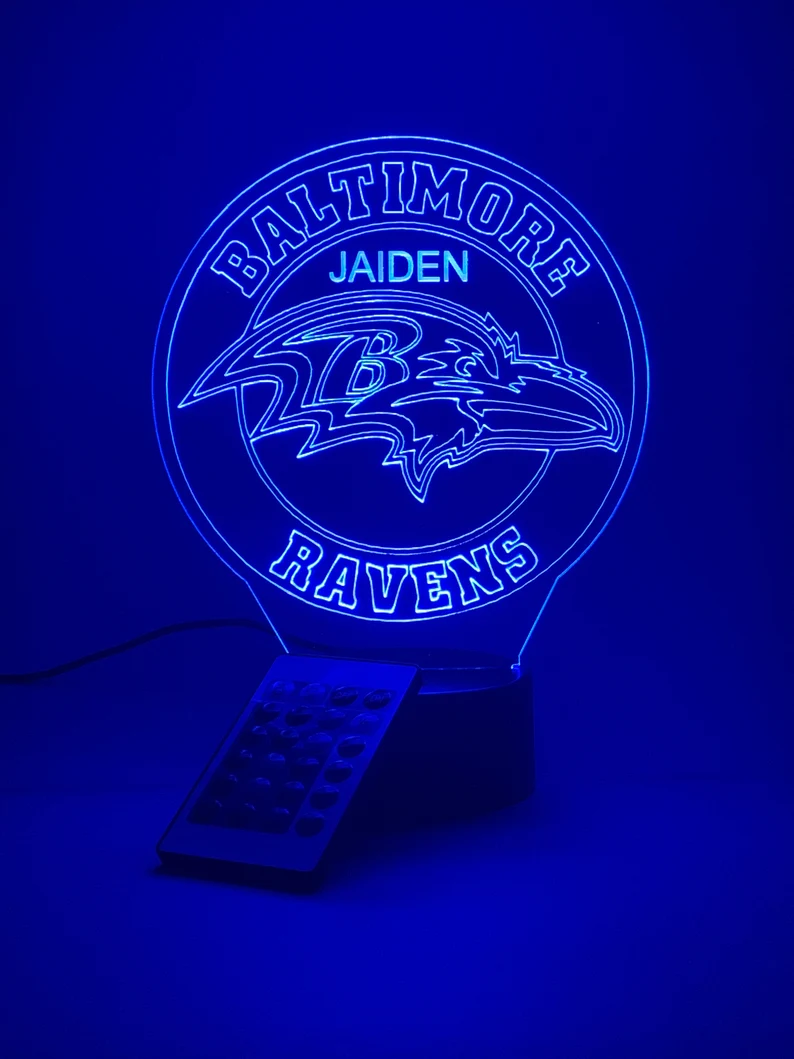 BALTIMORE RAVENS 3D LAMP PERSONALIZED