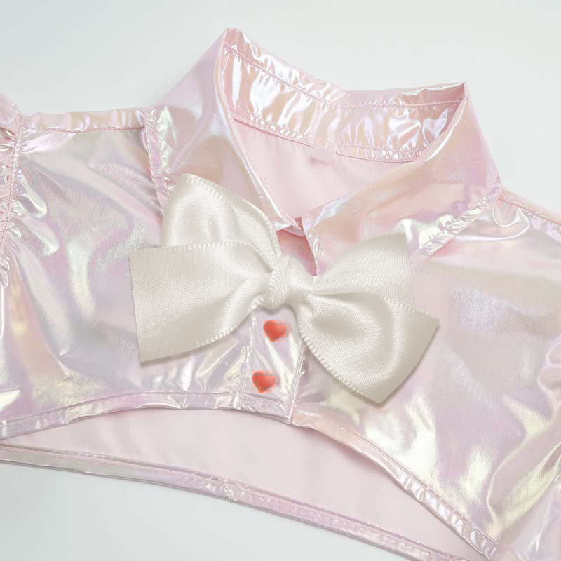 Sexy Hollow Out Bow PU Jumpsuit Lingerie Set
