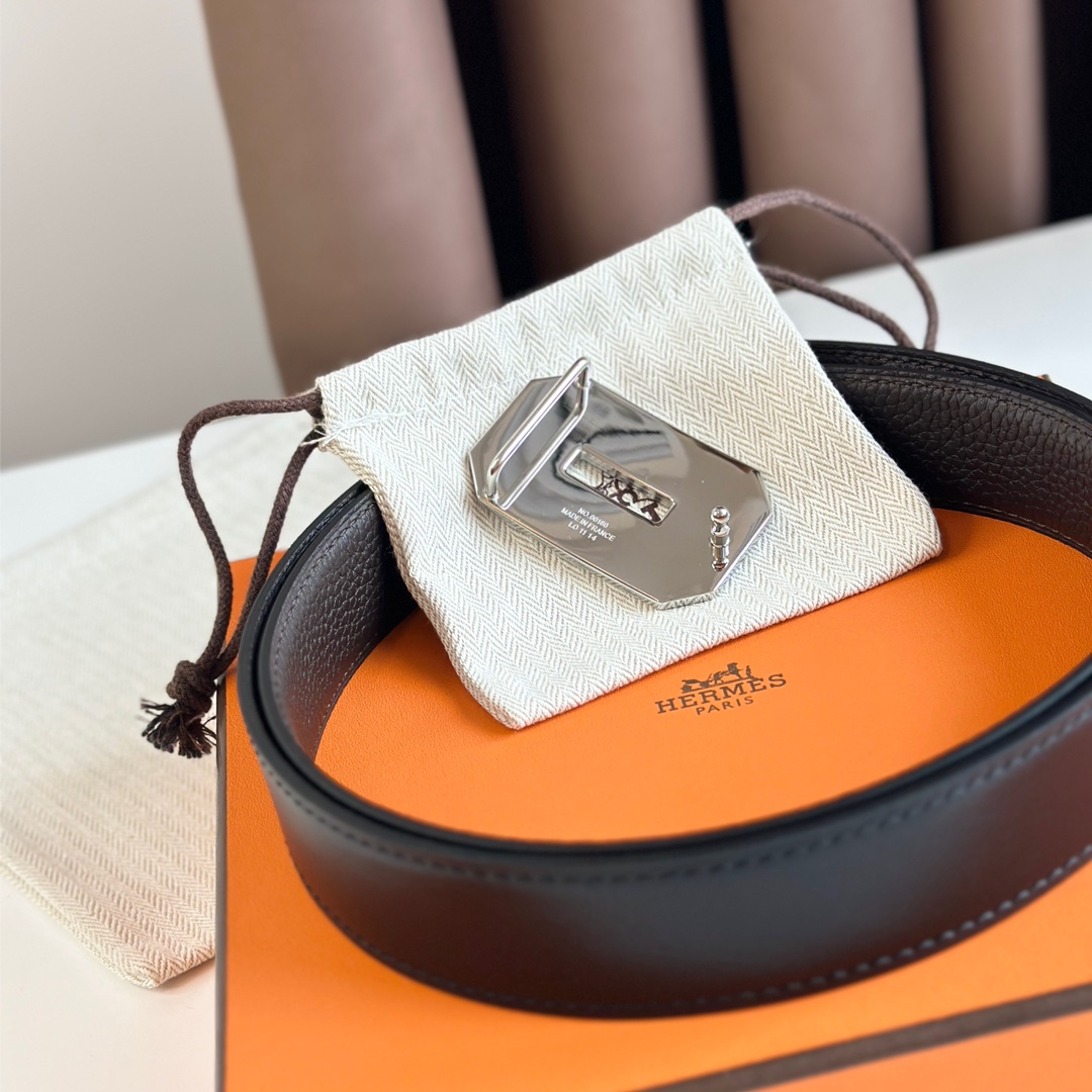 Hermès new double-faced calfskin belt width 3.2CM