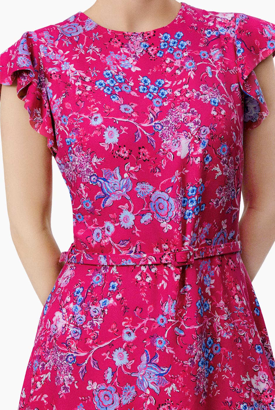 Vestido estampado de manga olan