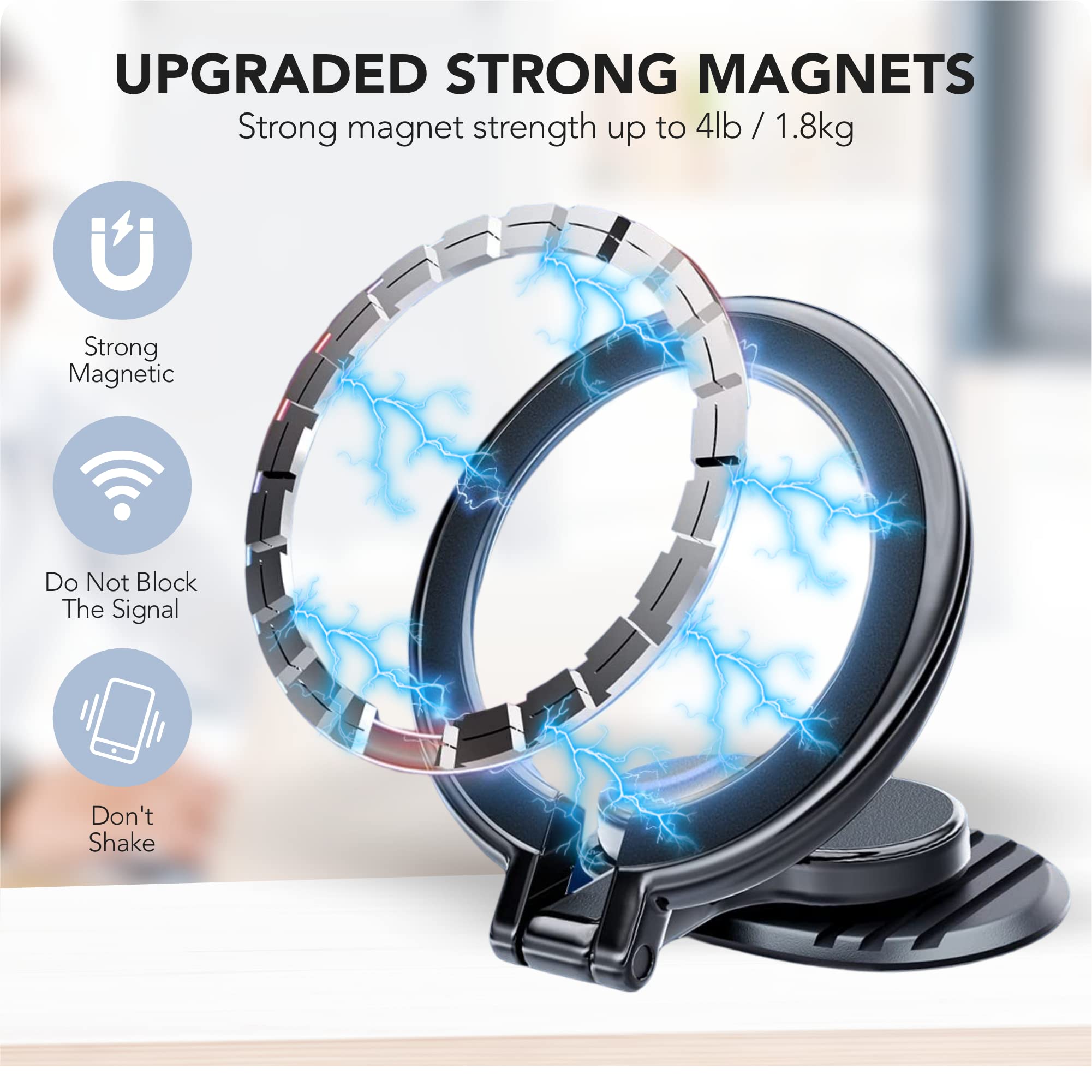 🔥Last Day 50% OFF🔥New Magsafe Car Mount Magnetic Ring Holder: Foldable Phone Navigation Stand