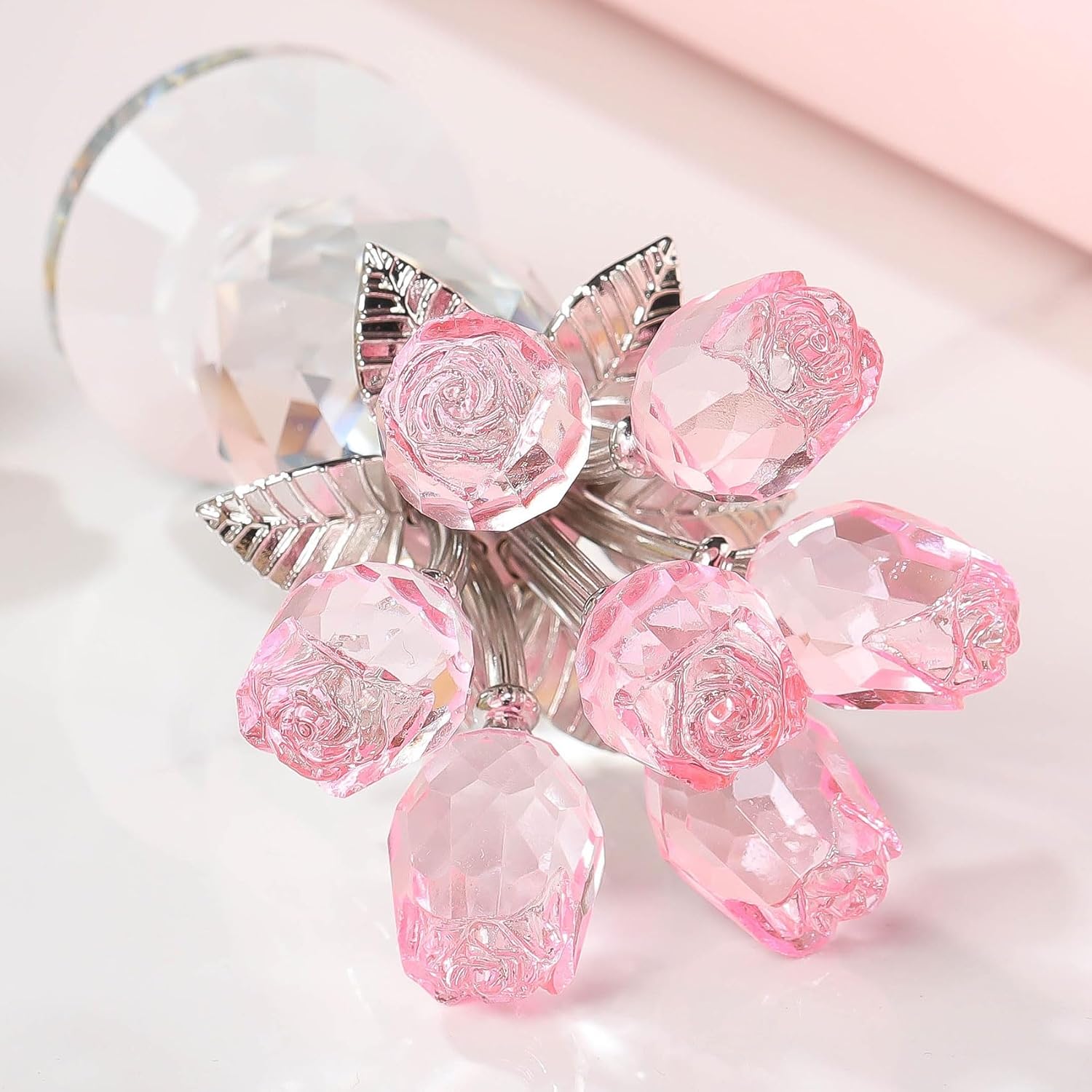🔥ON SALE🔥Crystal Rose Flower Figurine with Vase