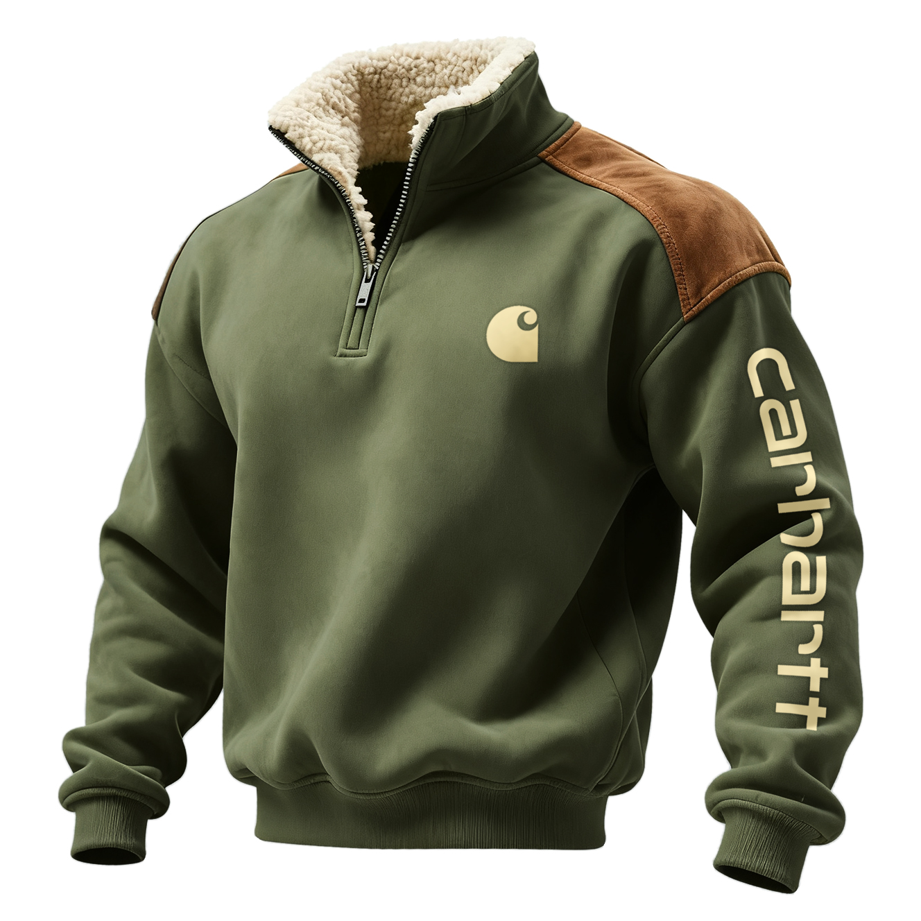 Winter-Ready Half-Zip Pullover with Contrast Shoulder Panels