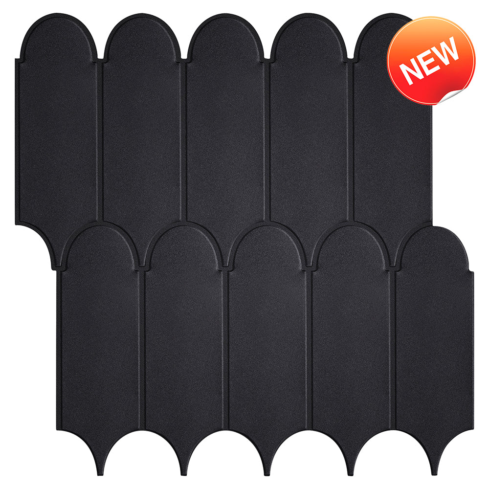 Black Fish Scale Peel and Stick Backsplash Tile - Thicker Design Matte Finish