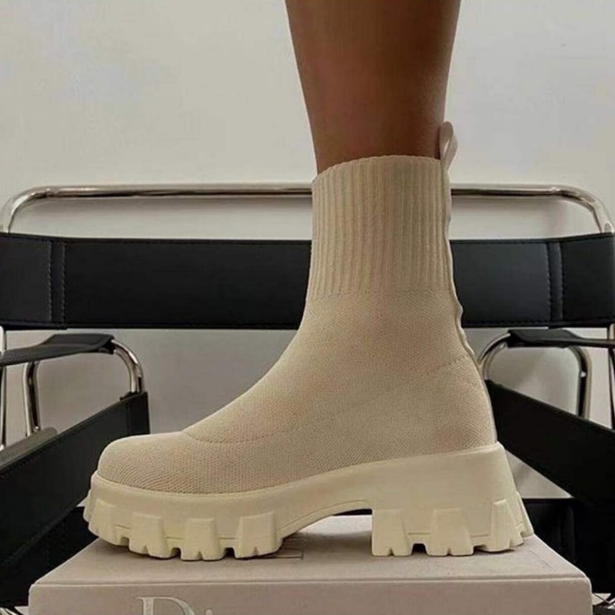 Red Knitted Short Boots Fashion Women Boots