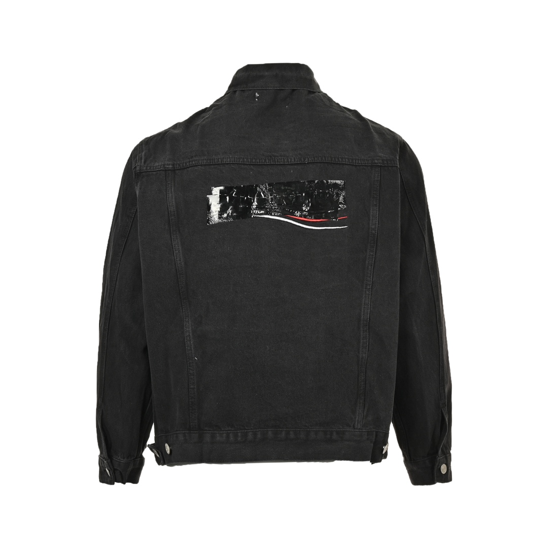 Balenciaga 24Fw cola laminated embroidered denim jacket