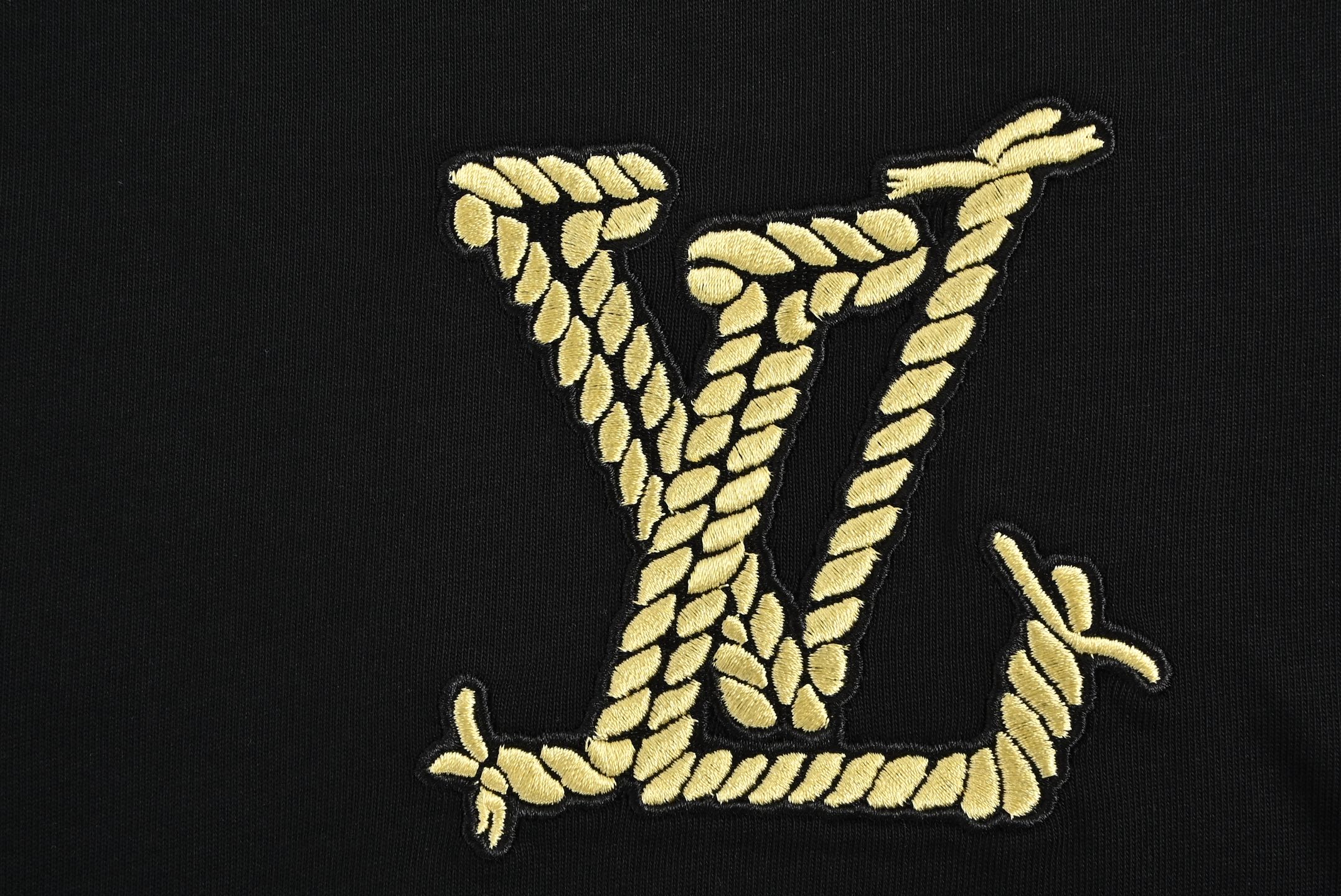 Louis Vuitton 25ss hemp rope embroidered short sleeve