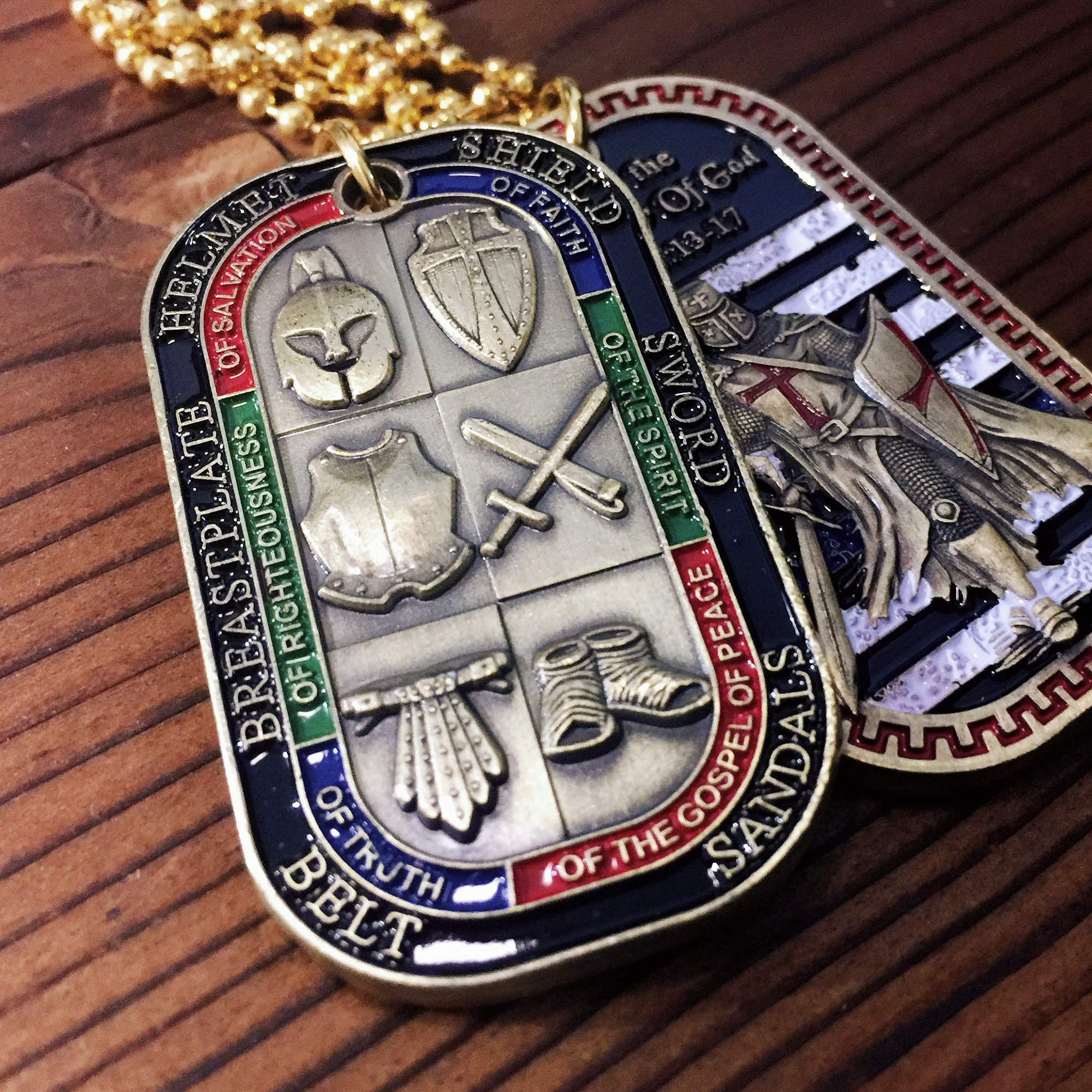 ✝️Armor of God Eph 6:13-17 Amulet Dog Tag – Handcrafted Enamel Detailing, 100% Made in USA, Personalized Christian Gifts for Men & Women