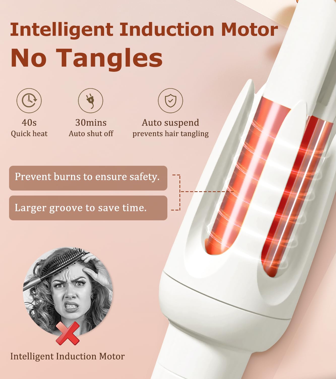 Automatic Curling Iron with 4 Temperature & 3 Timer, Automatic Shut-Off, Anti-Scald