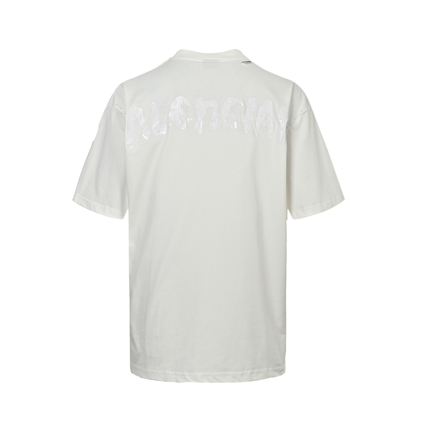 Balenciaga 25ss back thick rubber letter print destroyed short sleeves
