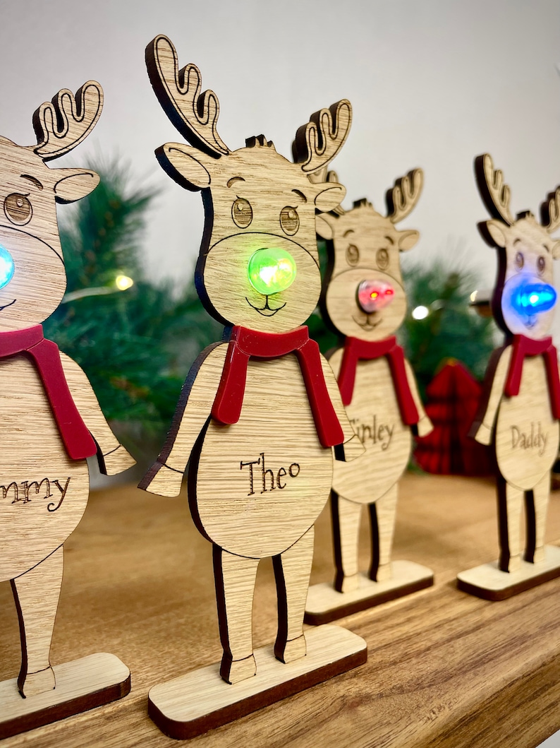 Christmas specials✨Christmas Personalised Rudolph with Coloured Nose Light🔥Buy 2 Free Shipping