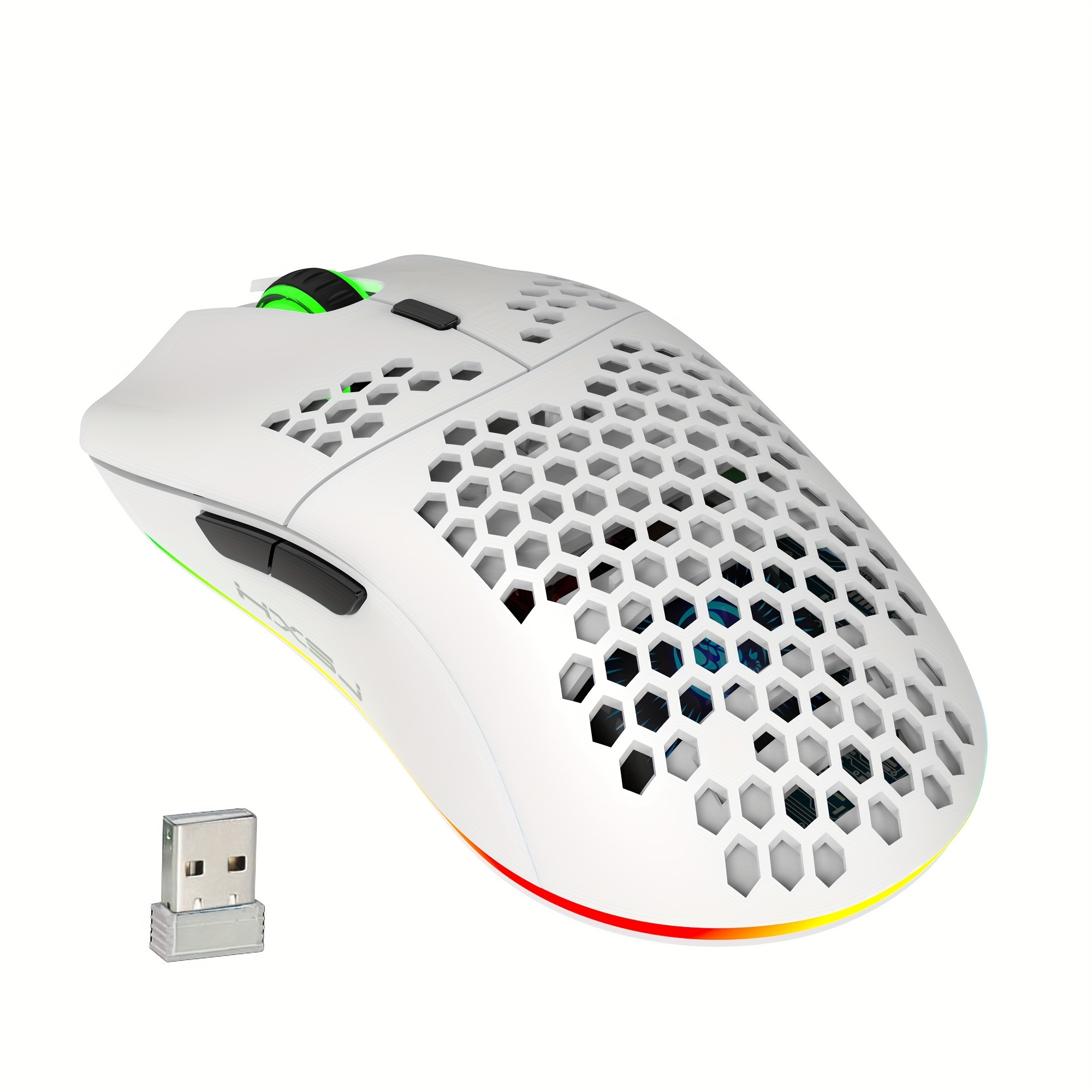 RGB Wireless Gaming Mouse,Ultra-Lightweight Honeycomb Shell Mice With 2.4G Wireless Rechargeable,RGB Spectrum Backlit,7 Buttons,3200DPI,Ergonomic Long Battery Life For PC,PS4 Gamers