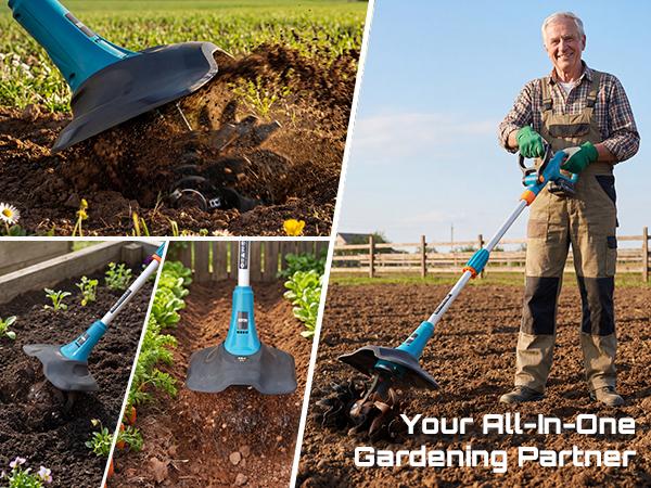 💥Clearance sale💥Electric Tiller for Gardening, 360 RPM Rototiller Cordless Cultivator