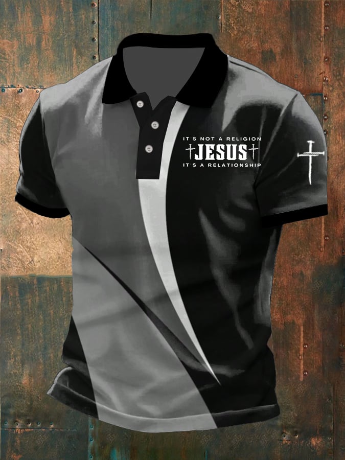 Men's  Made For More  Printed Button Design Polo Shirt