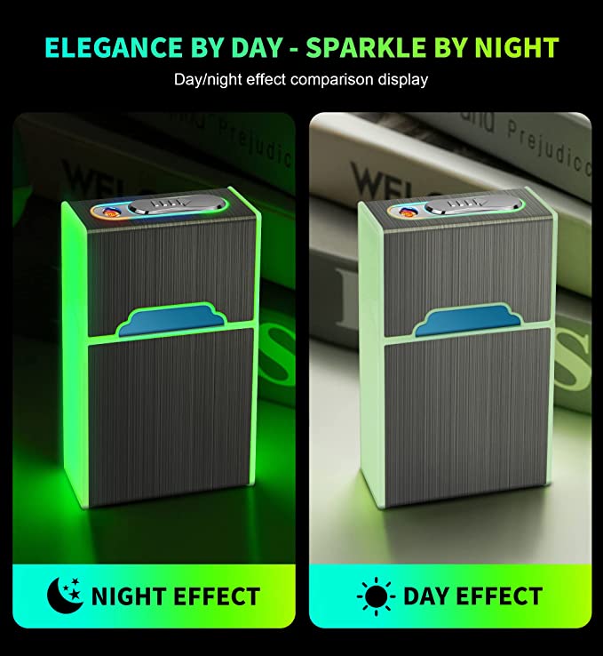 (🔥Last Day Promotion-SAVE 65% OFF) -2 in 1 Rechargeable Flame-Less Windproof Glowing Electric Lighter Cigarette Case-BUY 2 GET 10% OFF & FREE SHIPPING