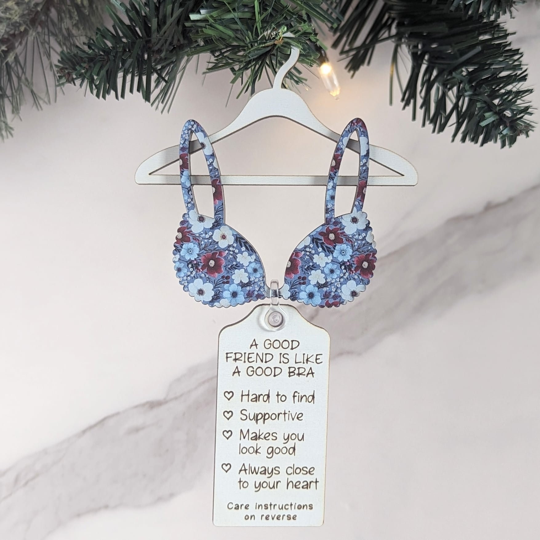 A Good Friend is Like A Good Bra Christmas Ornament