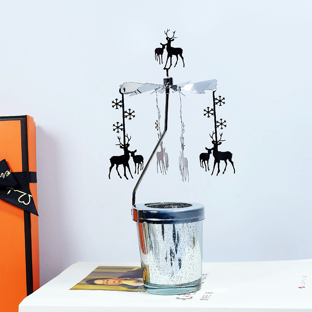 🔥ON SALE🔥2Pcs Rotating Christmas Snowflake Candle Holder