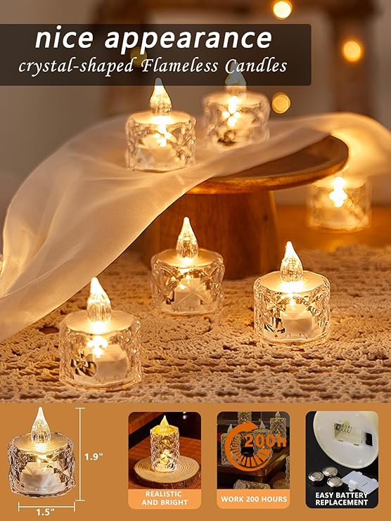 ON SALE🔥3pcs(S/M/L)/SET Crystal Flameless Candle Light-✨Buy 5 Sets Get 3 Sets Free (24 PCS)
