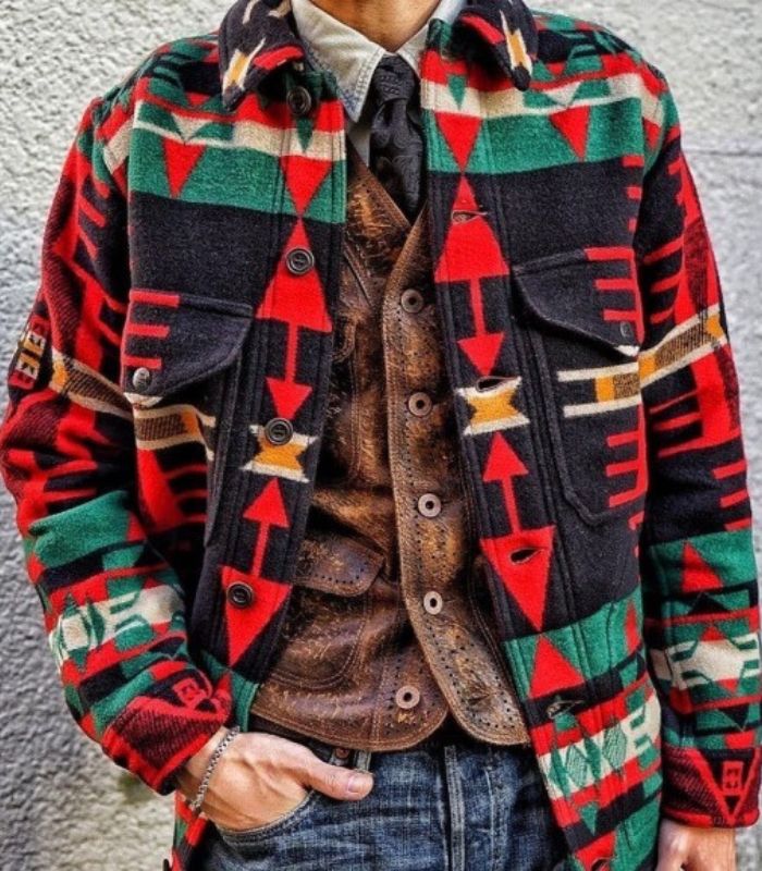 Men's Western Aztec Print Coat