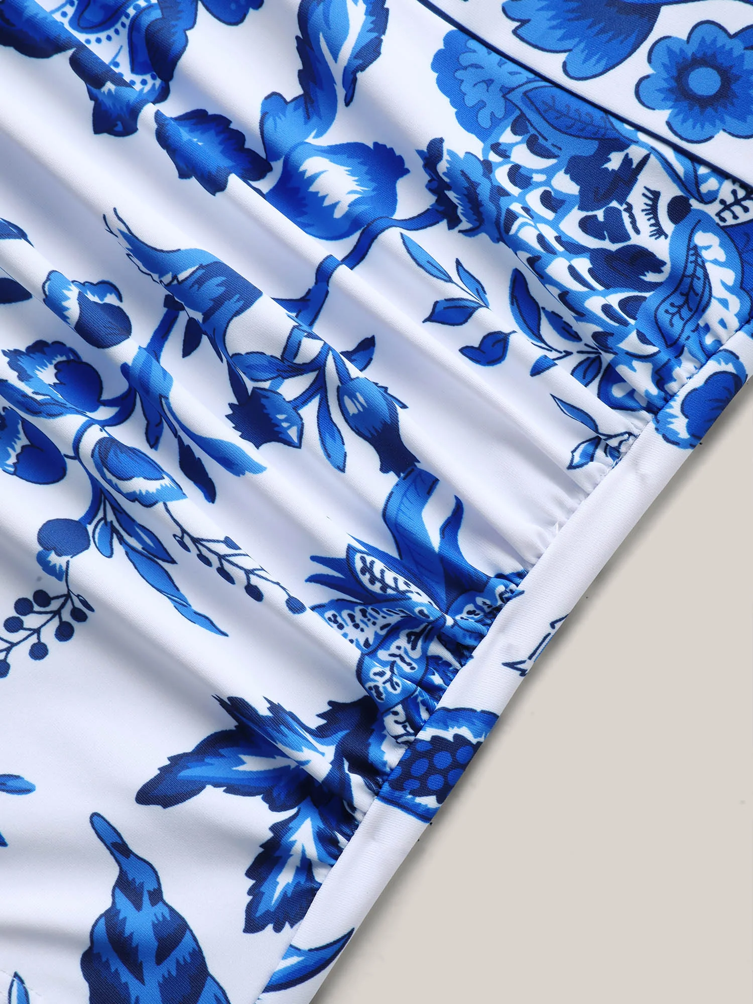 Ruched Sheer Floral One-Piece Swimsuit