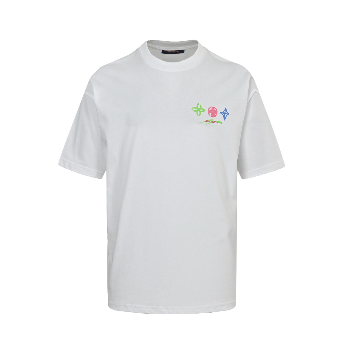 Louis Vuitton 25ss crayon hand-painted graffiti large logo short sleeve