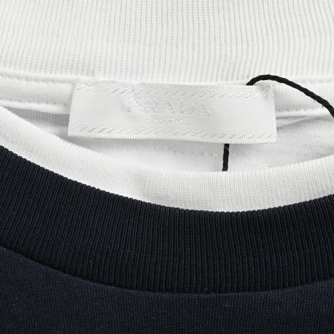 Prada 24ss triangle logo fake two-piece short sleeves