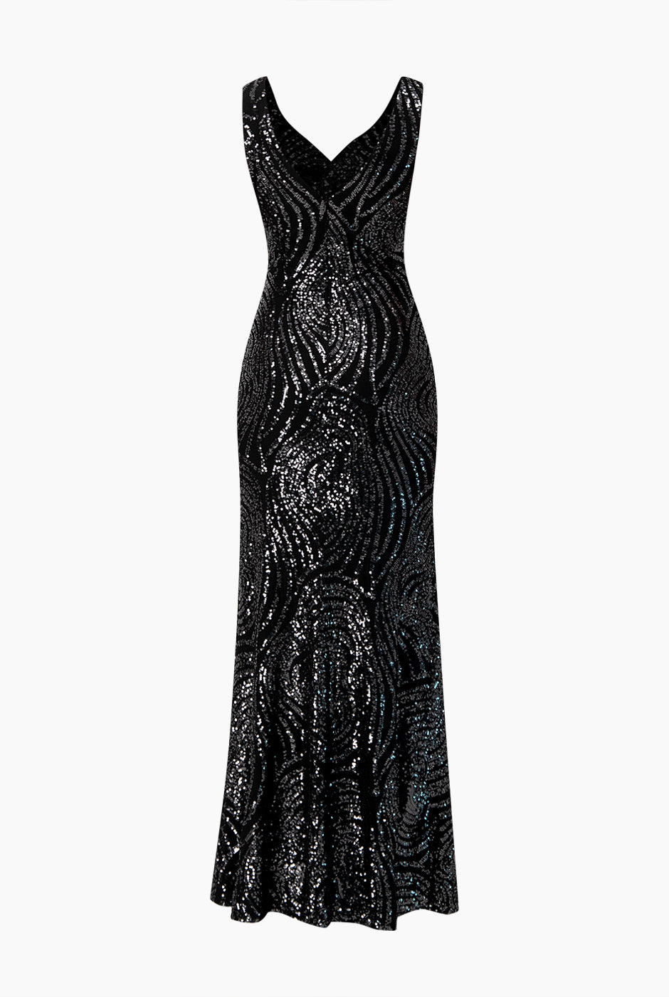 Vestido largo negro con lentejuelas