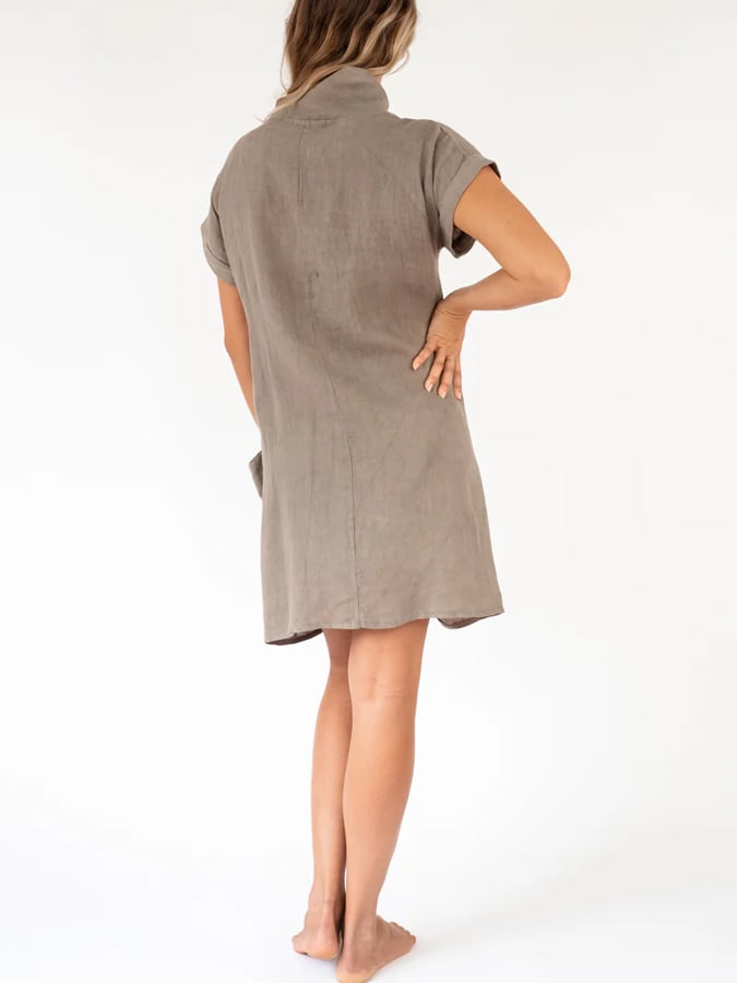 Women's Solid Color Cotton Linen Dress