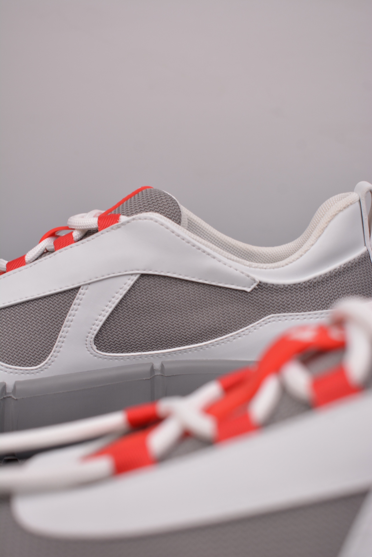 Prada 3D Cloudbust Thunder Technical Sneakers White Dark Gray Red 1E804M3LKI-AJ6493