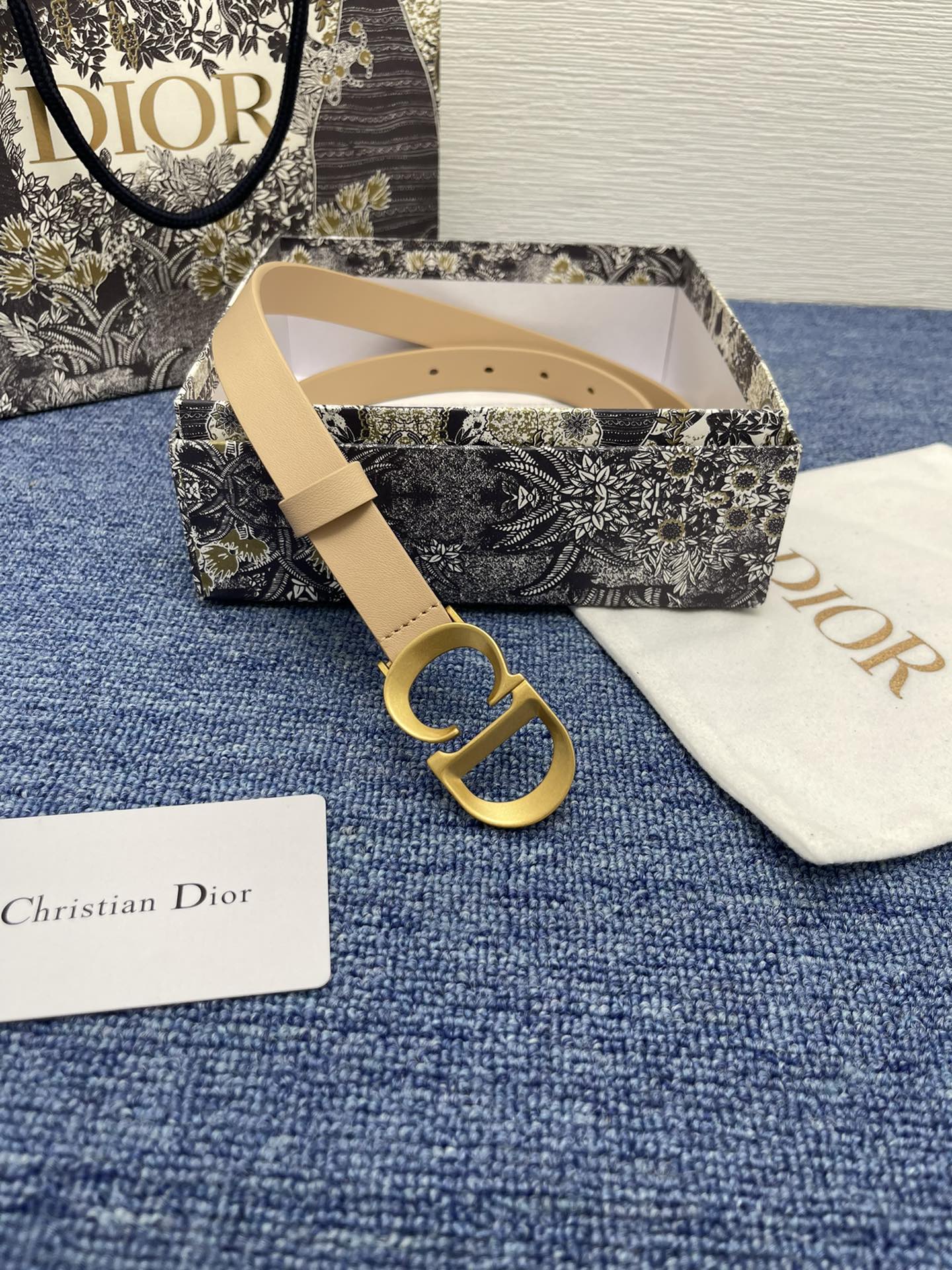Dior CD buckle leather belt 2.0CM wide