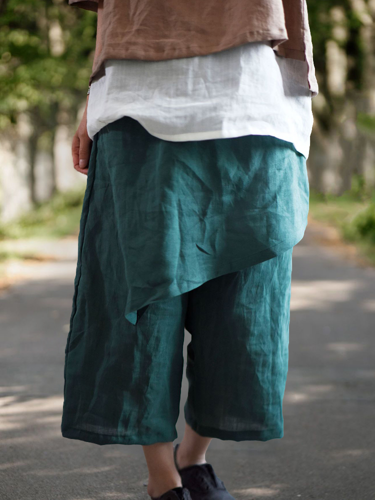 Irregular Apron Patch Wide Leg Pants