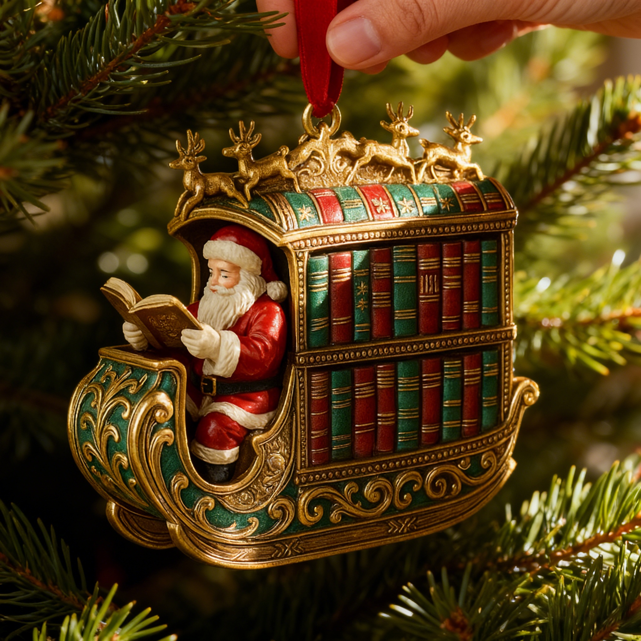 Santa's Bookshelf Ornament