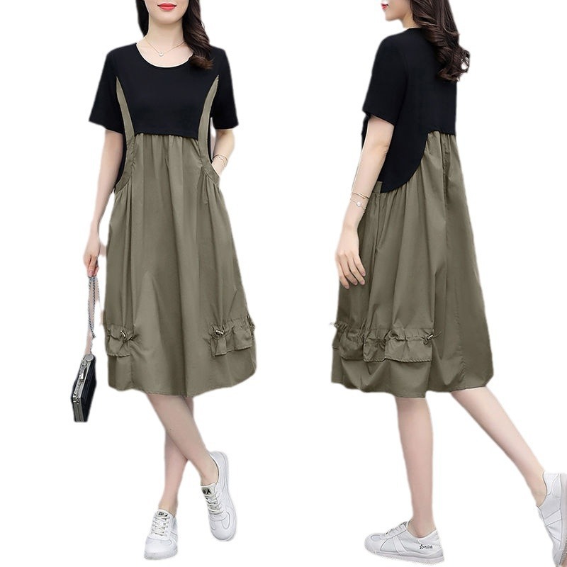 Khaki Waist-length a-line straps show thin dress