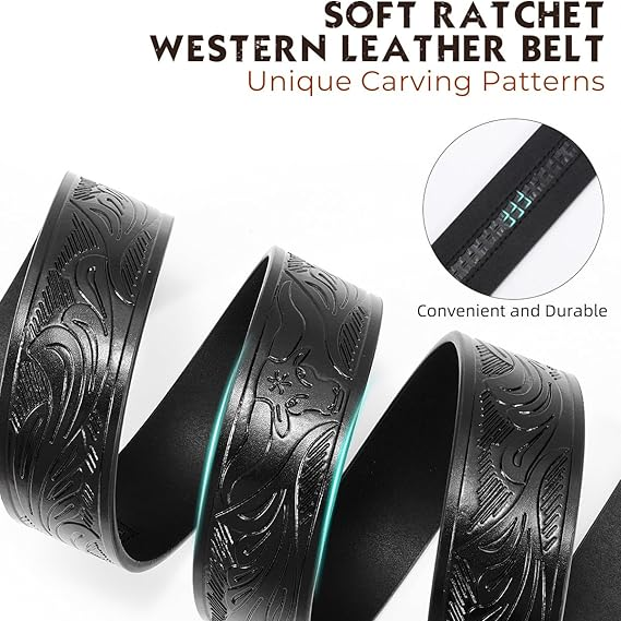 Automatic Ratchet Leather Western Cowboy Belt