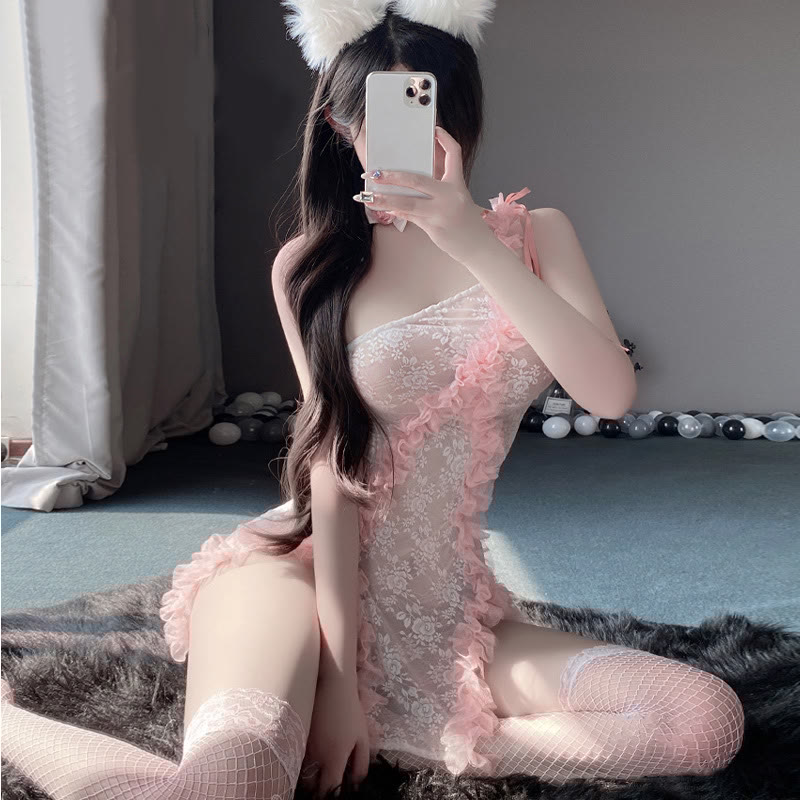 Sexy Lace Lingerie See-through Slip Dress