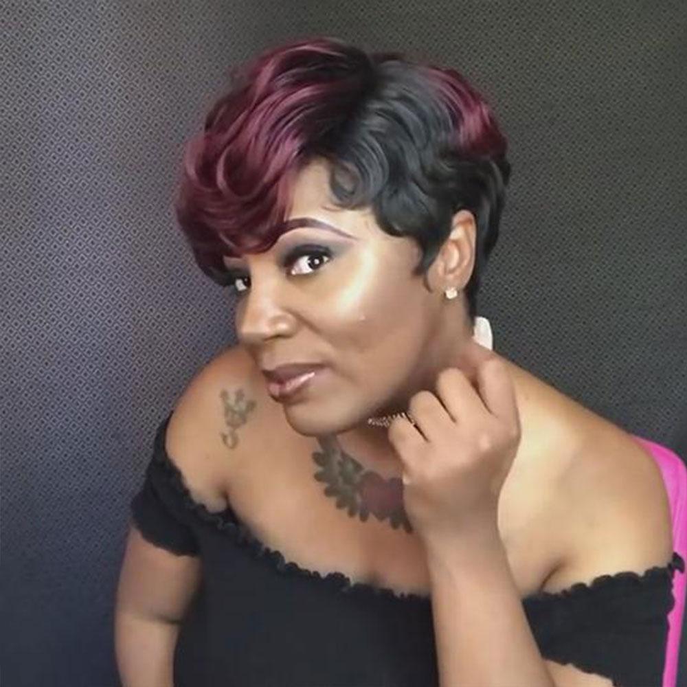 Luna 002 Sassy Short Curly Layered Hair Wig with Bangs for Women