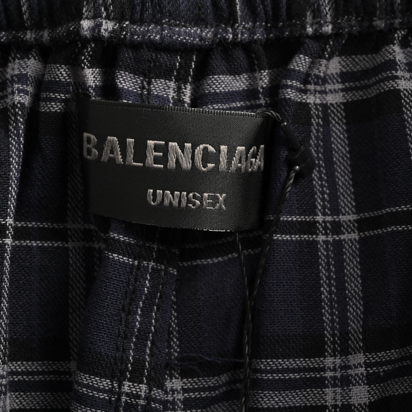 Balenciaga 25Fw blue check appliqué trousers