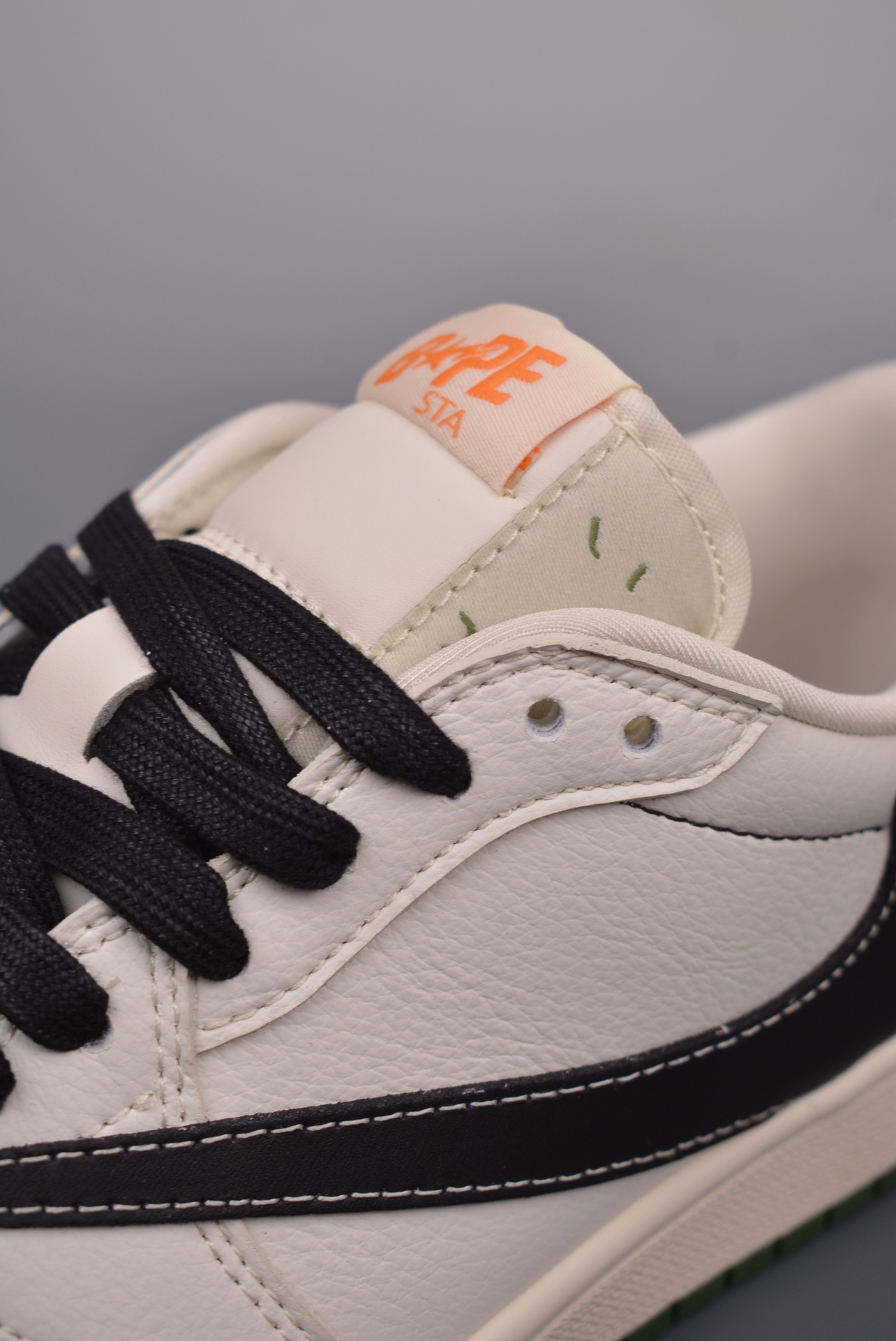 BAPE x Travis Scott x Air Jordan 1 Low OG SP Beige, Black and Green XY2688-107