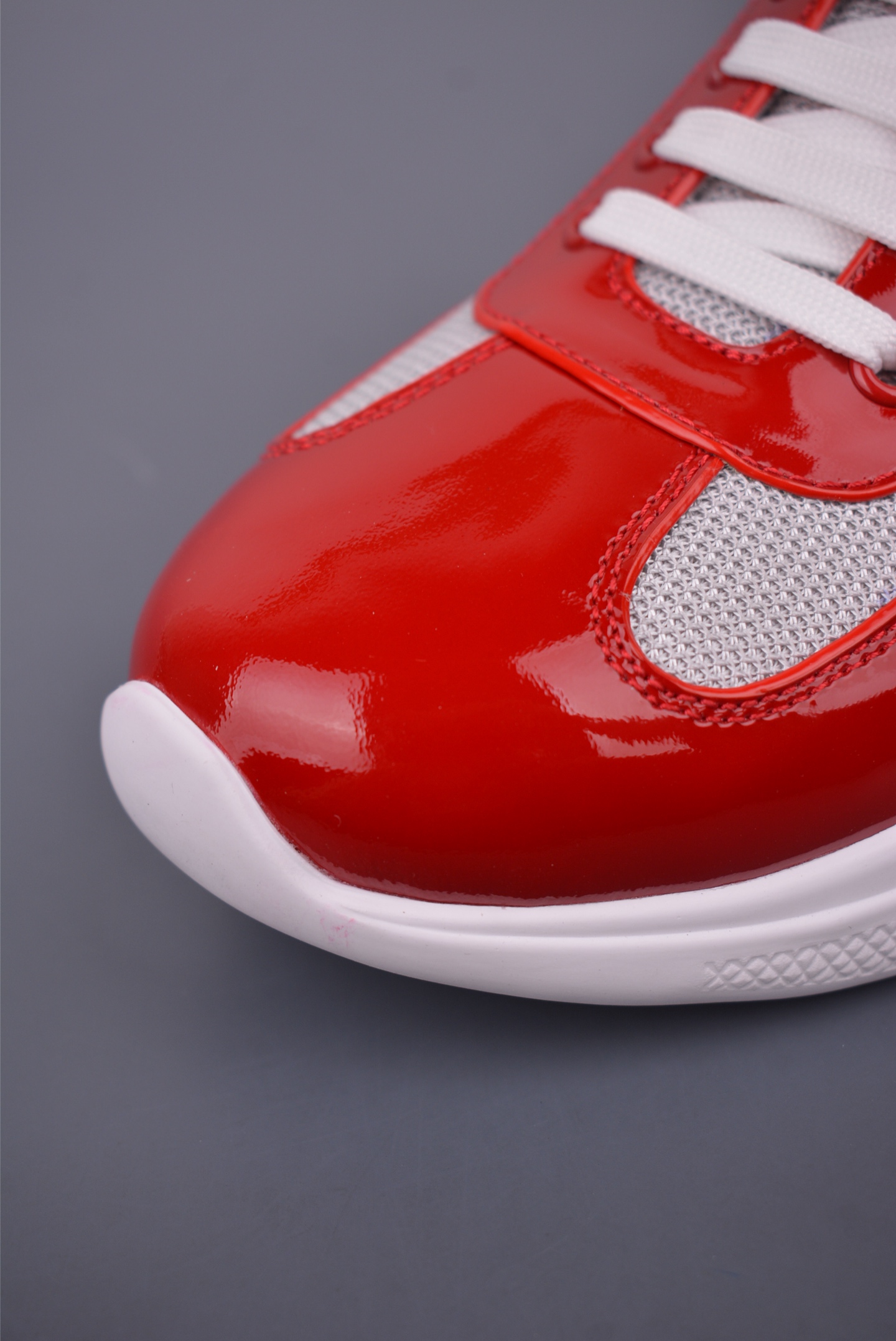 Prada America’s Cup patent leather red gray white 4E3400_ASZ_F0F5C