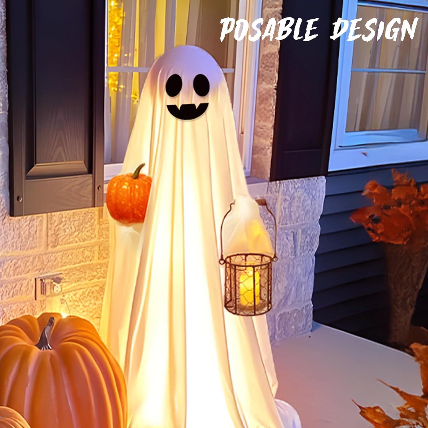 Halloween Decorations-Large Spooky Ghost Halloween Decor with String Lights